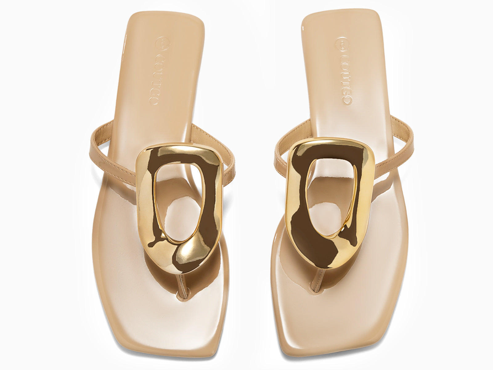 Coutgo Womens Light Khaki Flat Sandals