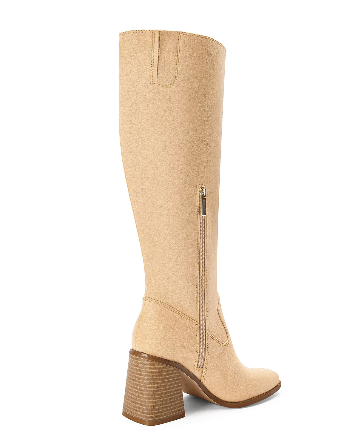 Coutgo Womens Light Khaki Knee High Heel Boots