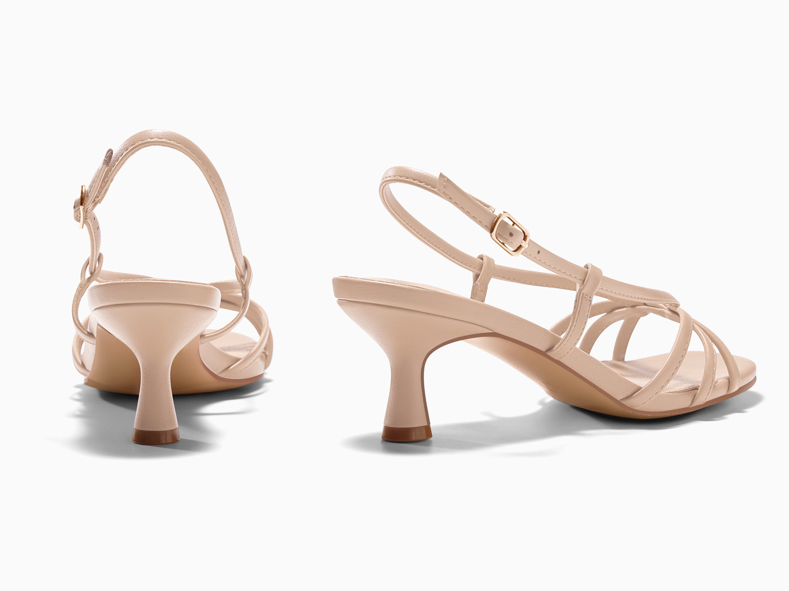 Coutgo Women’s Light Khaki Strappy Sandals Slingback Kitten