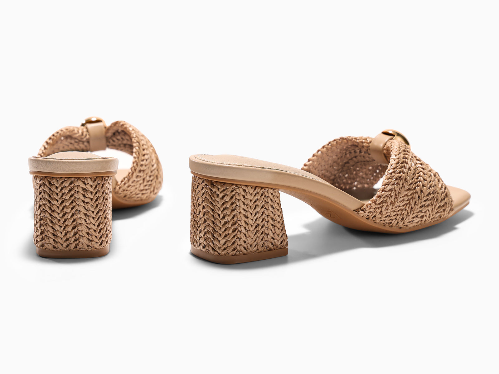Coutgo Womens Light Khaki Heels Raffia Sandals