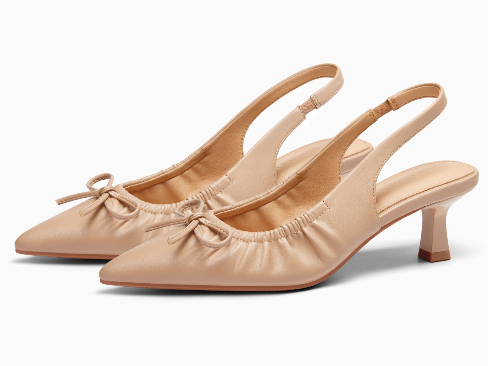 Coutgo Womens Light Khaki Slingback Kitten Heels