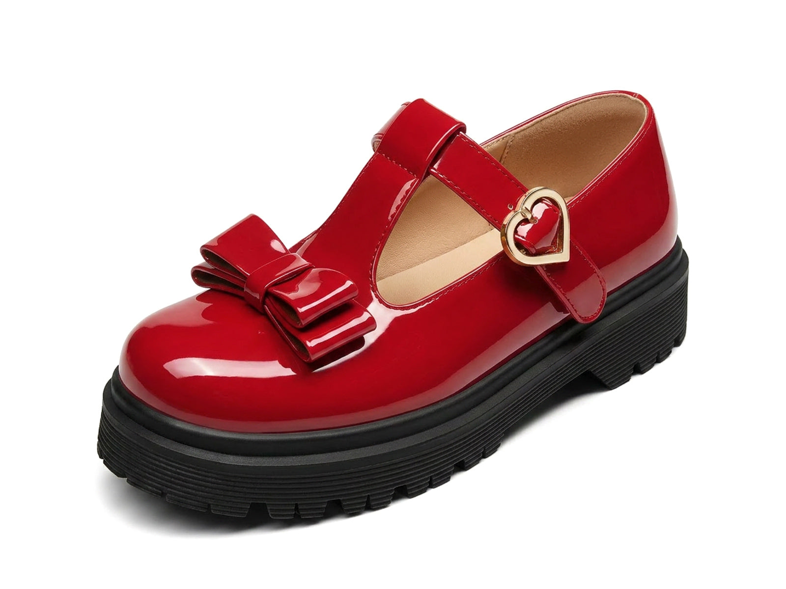 Coutgo Girls Red Mary Jane Loafers