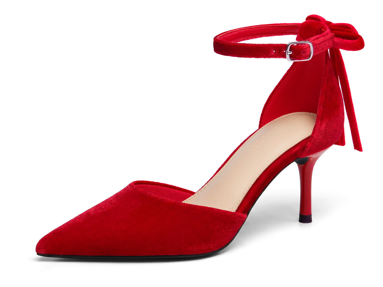 Coutgo Womens Red Kitten Low Heels