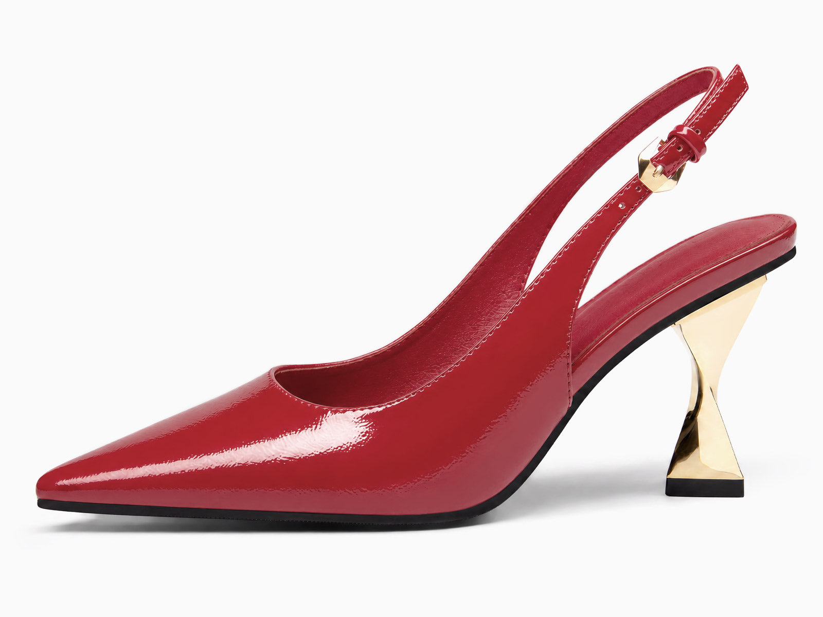 Coutgo Women's Red Kitten Slingback Heels