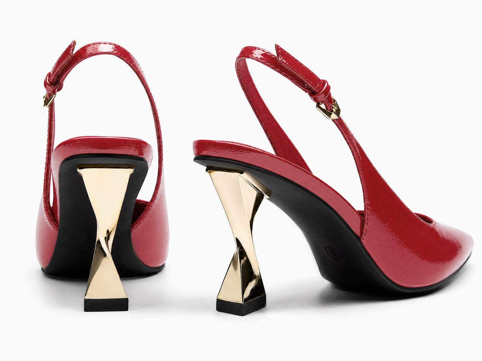 Coutgo Women's Red Kitten Slingback Heels
