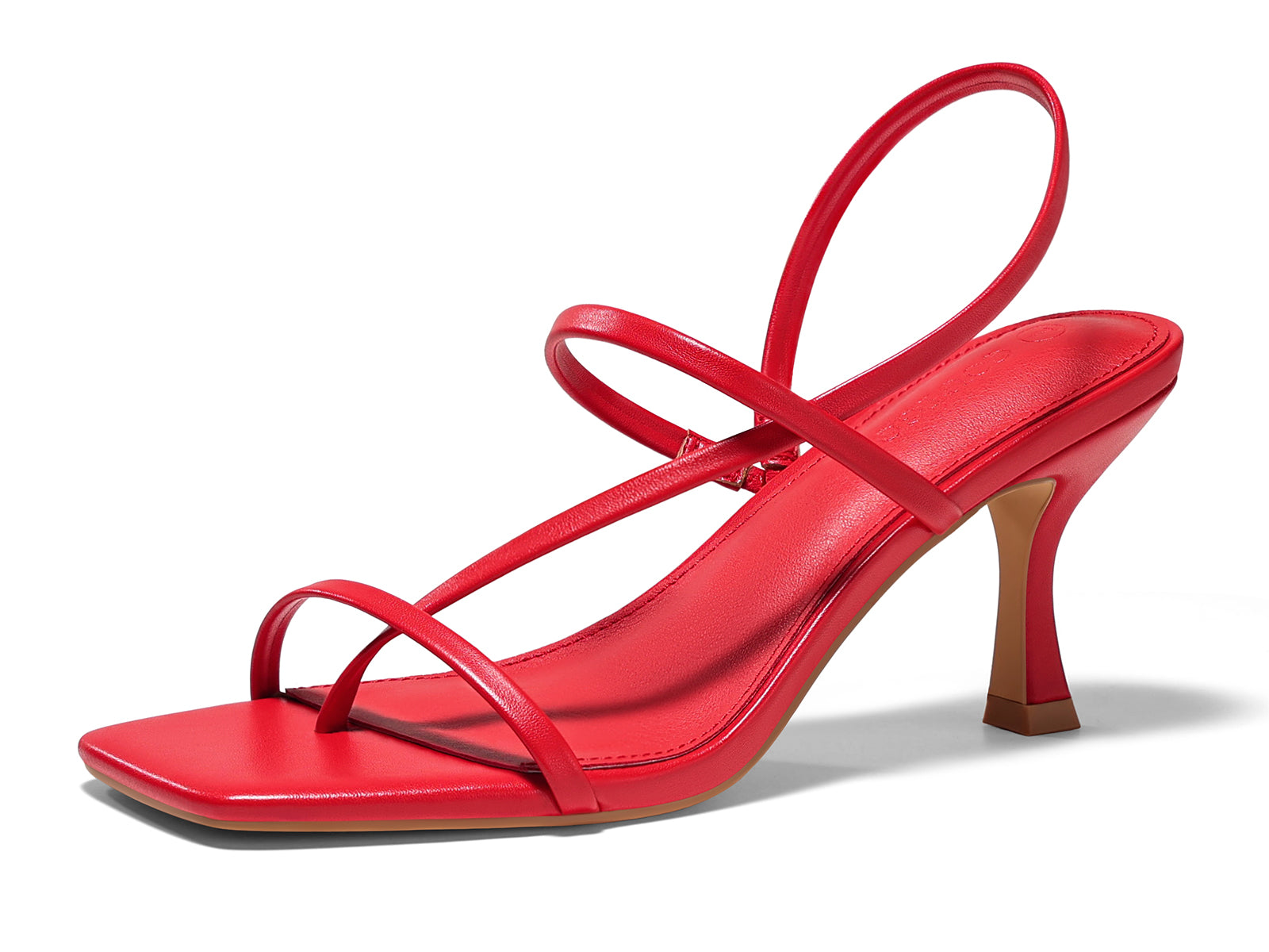 Coutgo Womens Red Strappy Kitten Heels Sandals