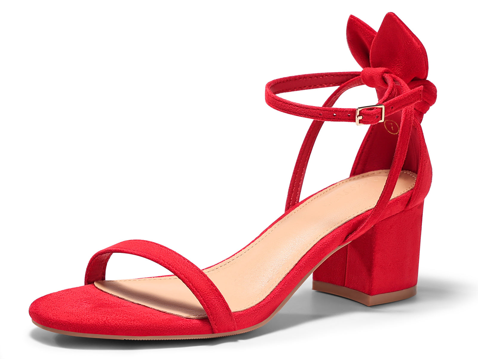 Coutgo Womens Red Chunky Low Heels