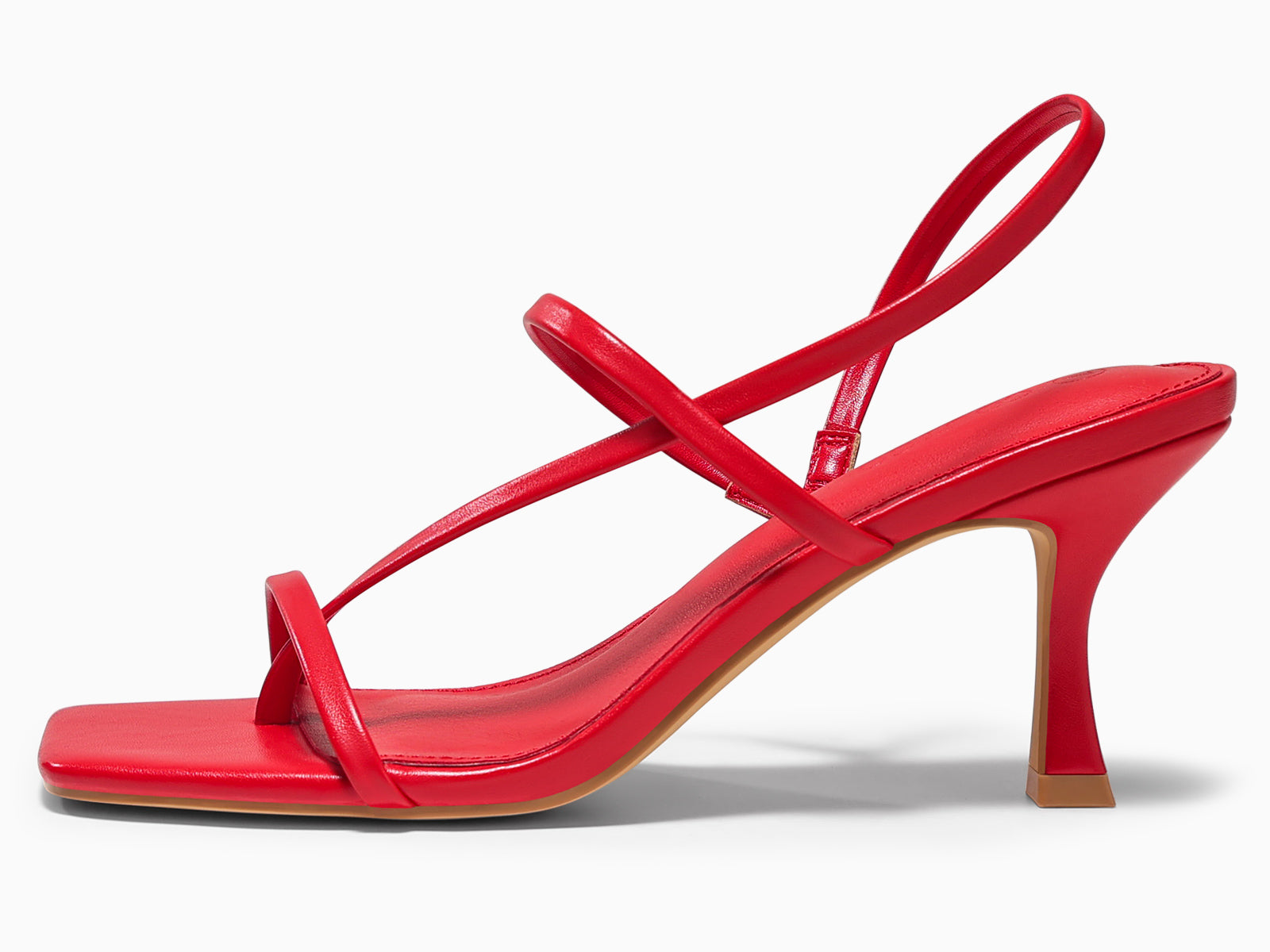 Coutgo Womens Red Strappy Kitten Heels Sandals
