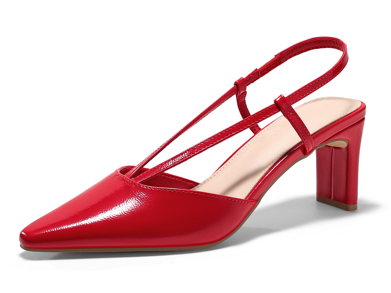 Coutgo Womens Red Low Chunky Heels