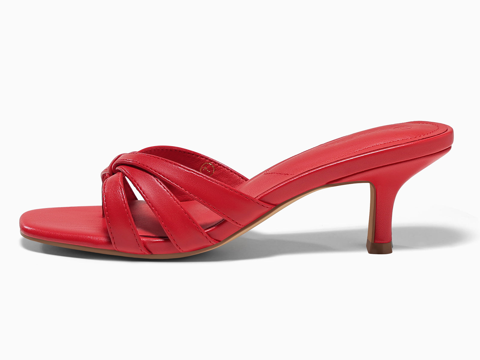 Coutgo Womens Red Strappy Kitten Heels Sandals