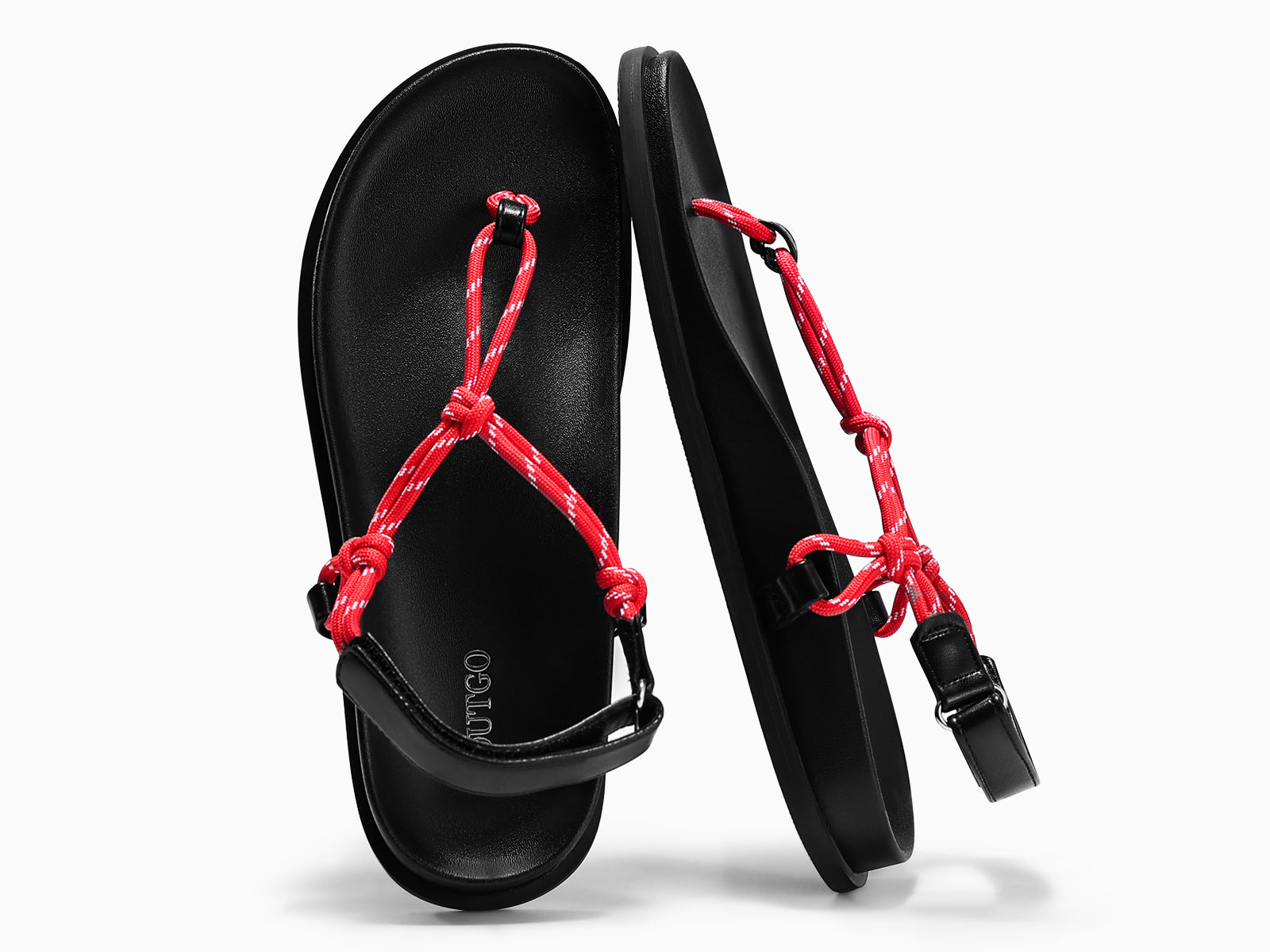 Coutgo Womens Red Flat Thong Sandals