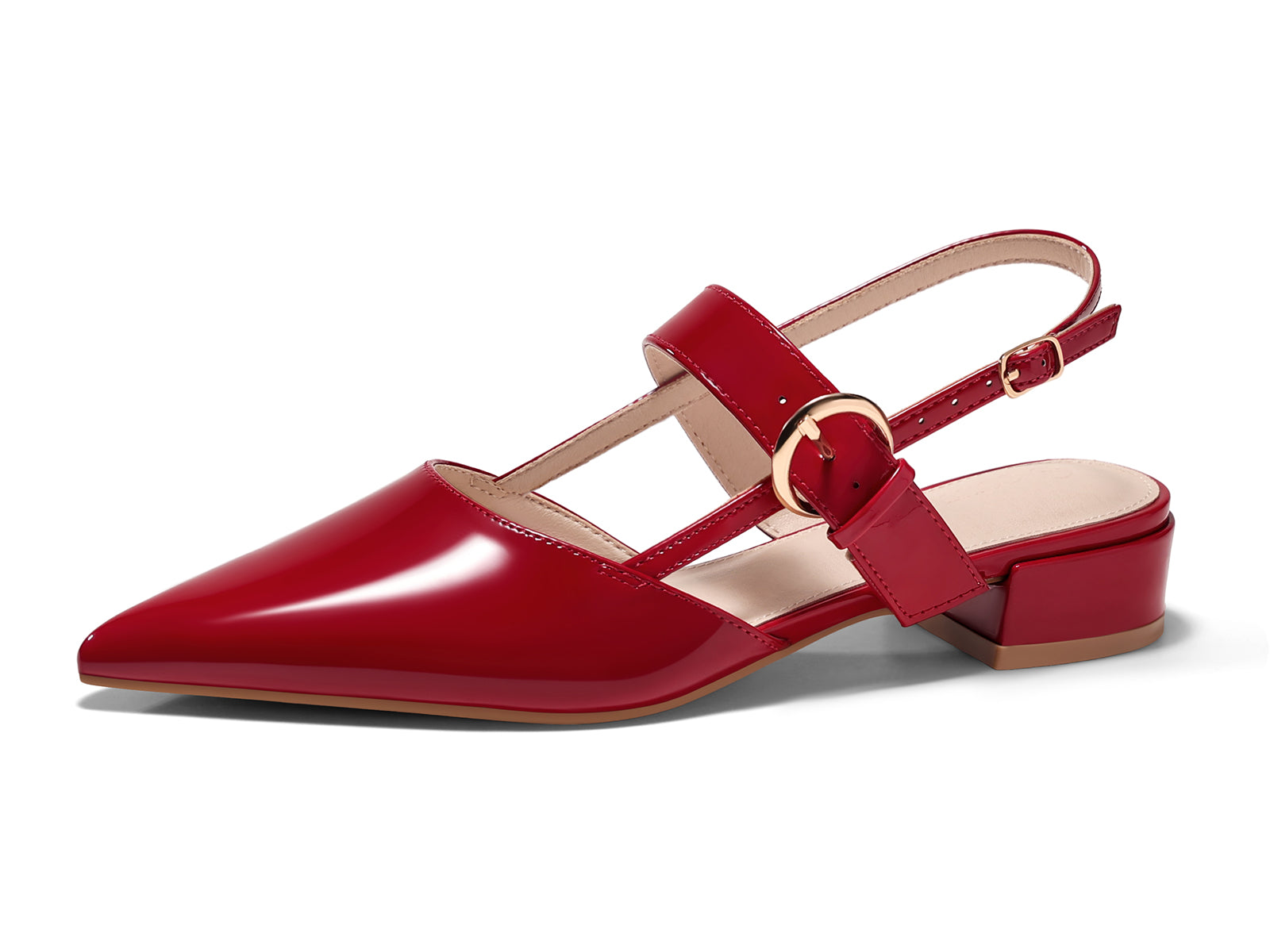 Coutgo Womens Red Mary Jane Low Heels