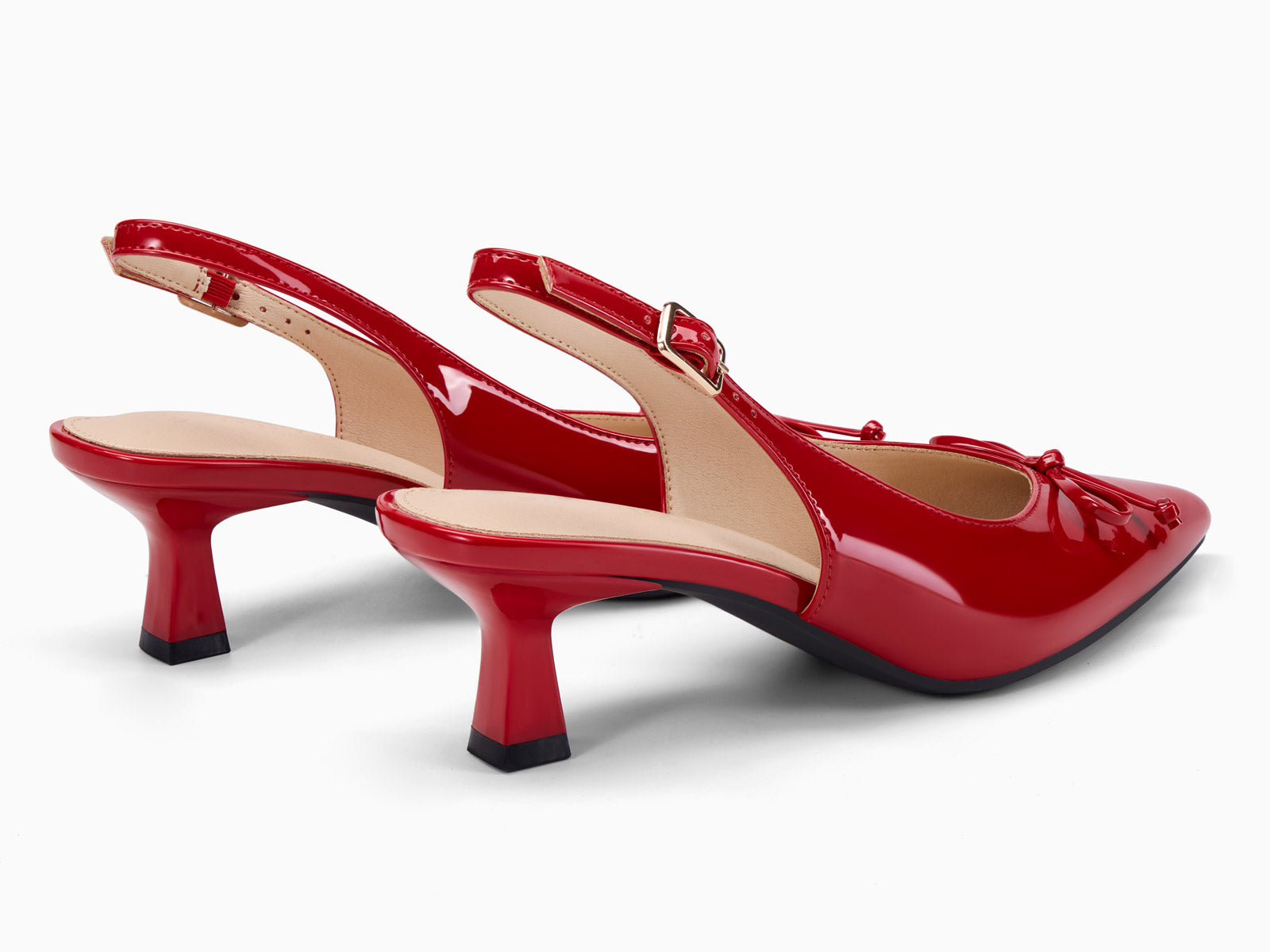 Coutgo Women Red Bow Slingback Pumps