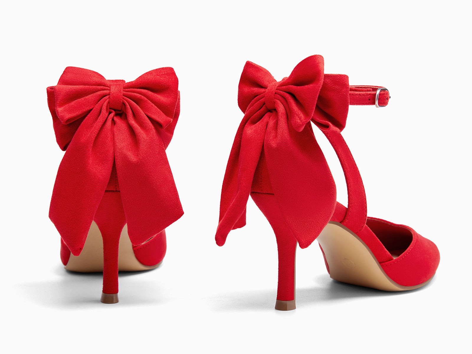 Coutgo Women's Red Suede Kitten Heels