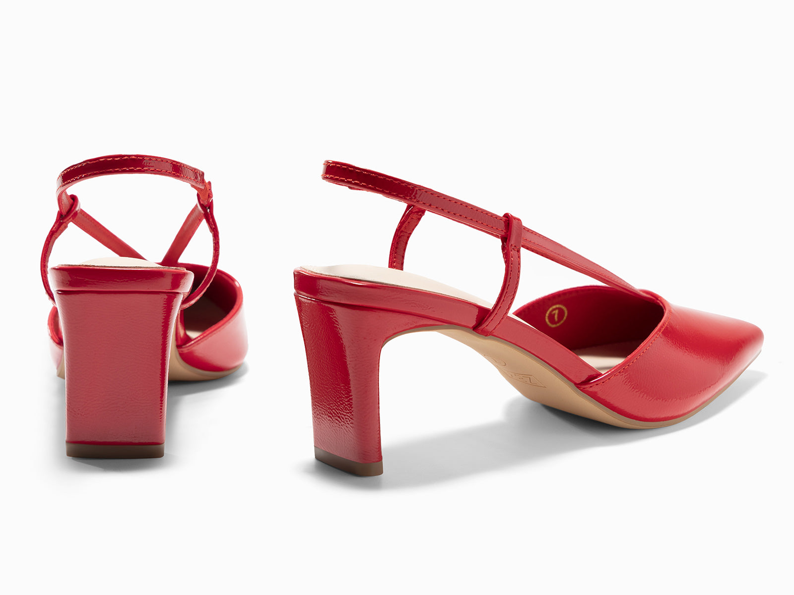 Coutgo Womens Red Low Chunky Heels