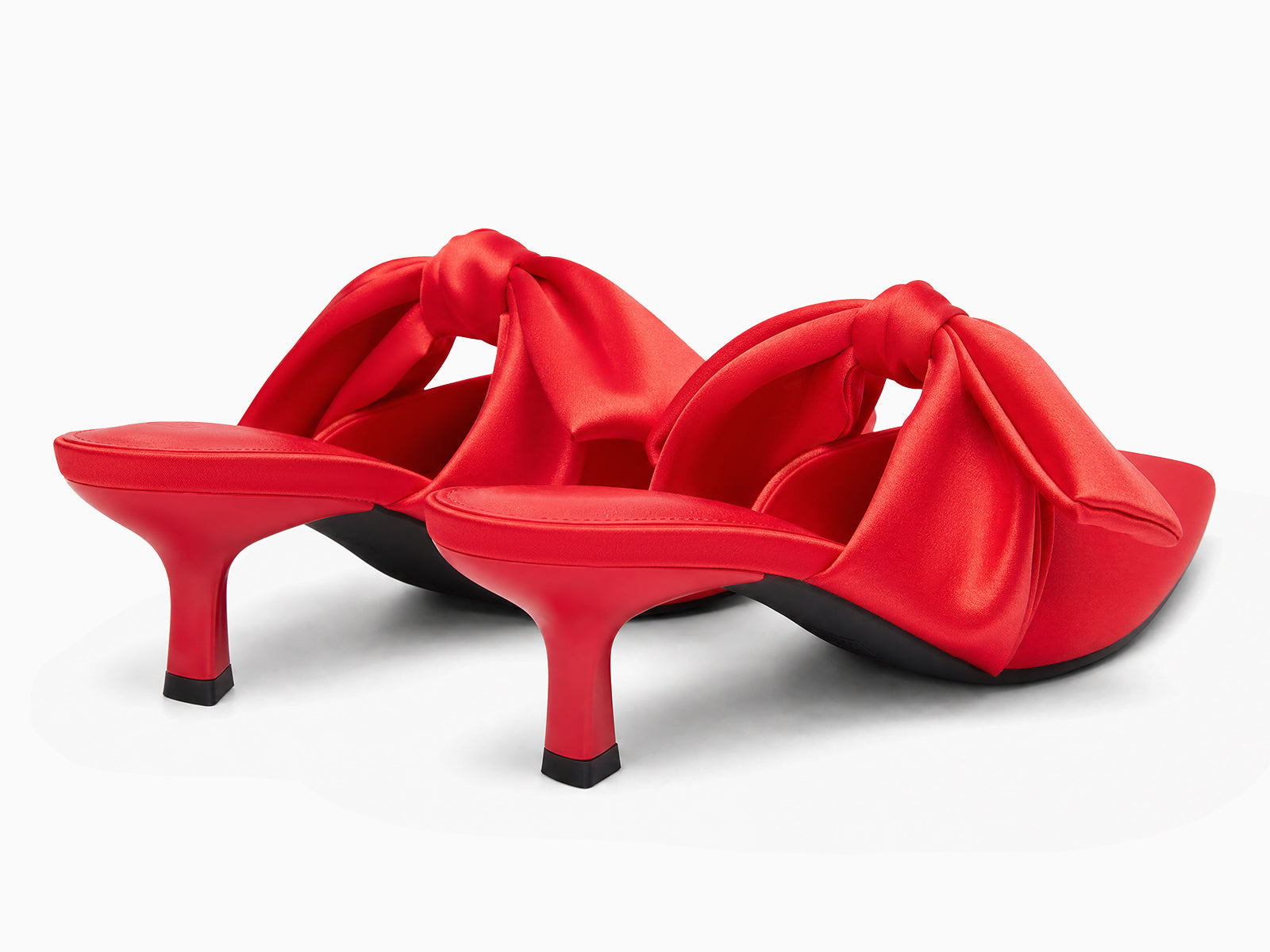 Coutgo Women's Red Kitten Bow Strap Heels