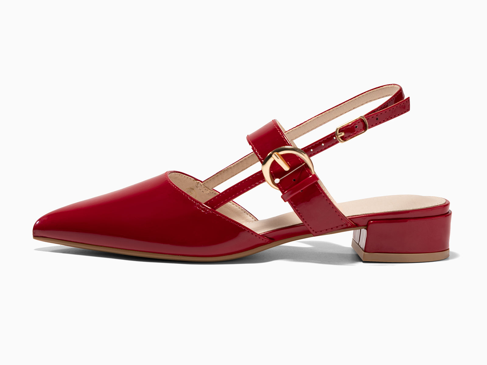 Coutgo Womens Red Mary Jane Low Heels