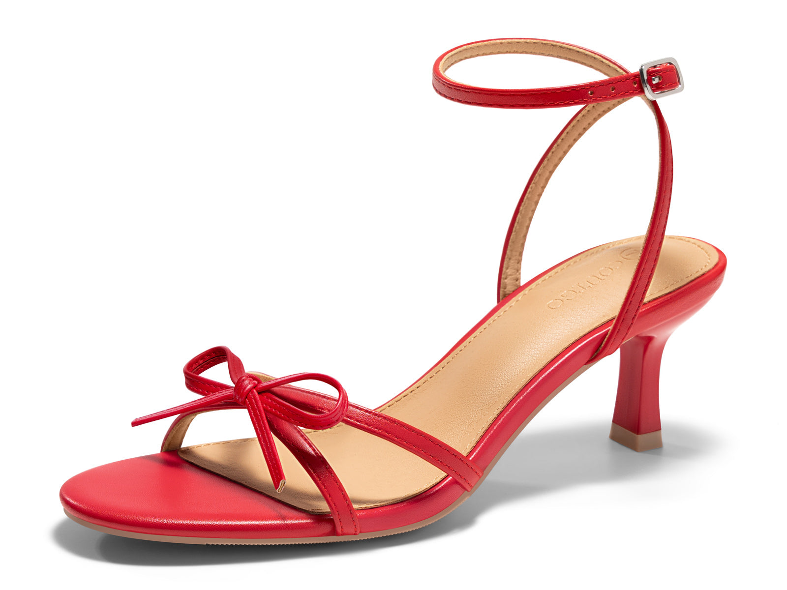 Coutgo Womens Red Kitten Low Heels