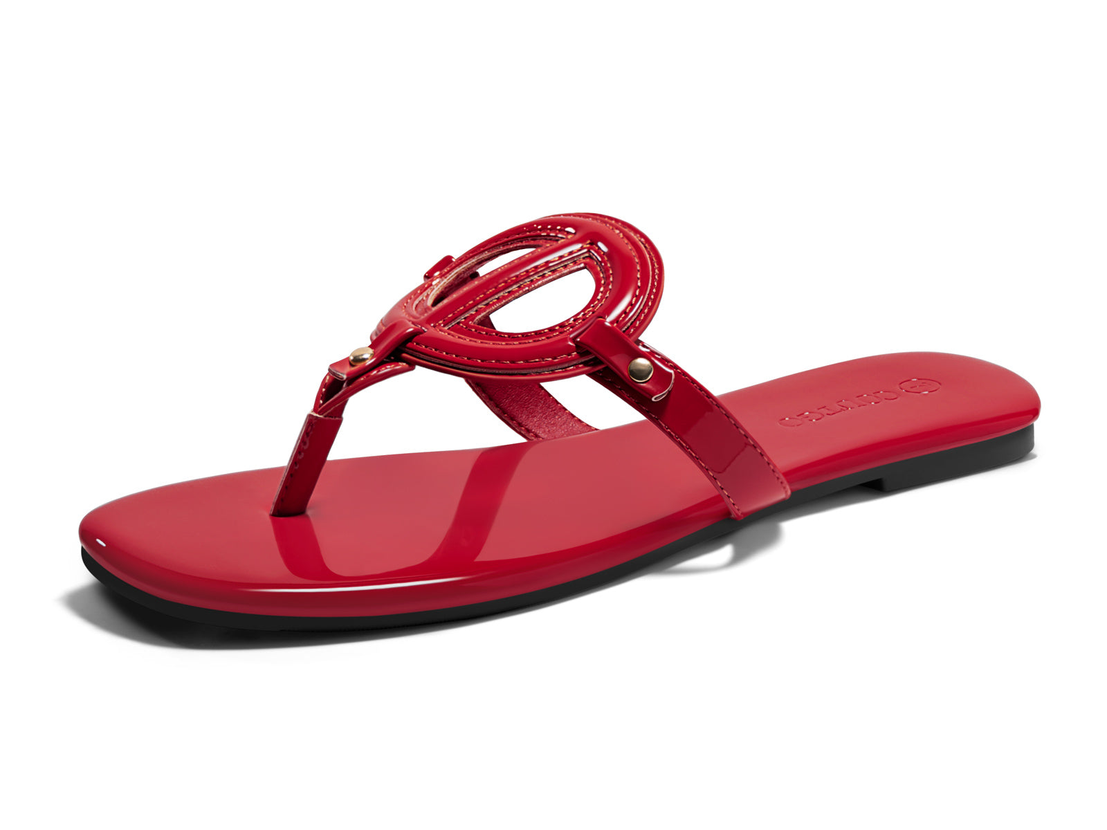 Coutgo Womens Red Flat Thong Sandals