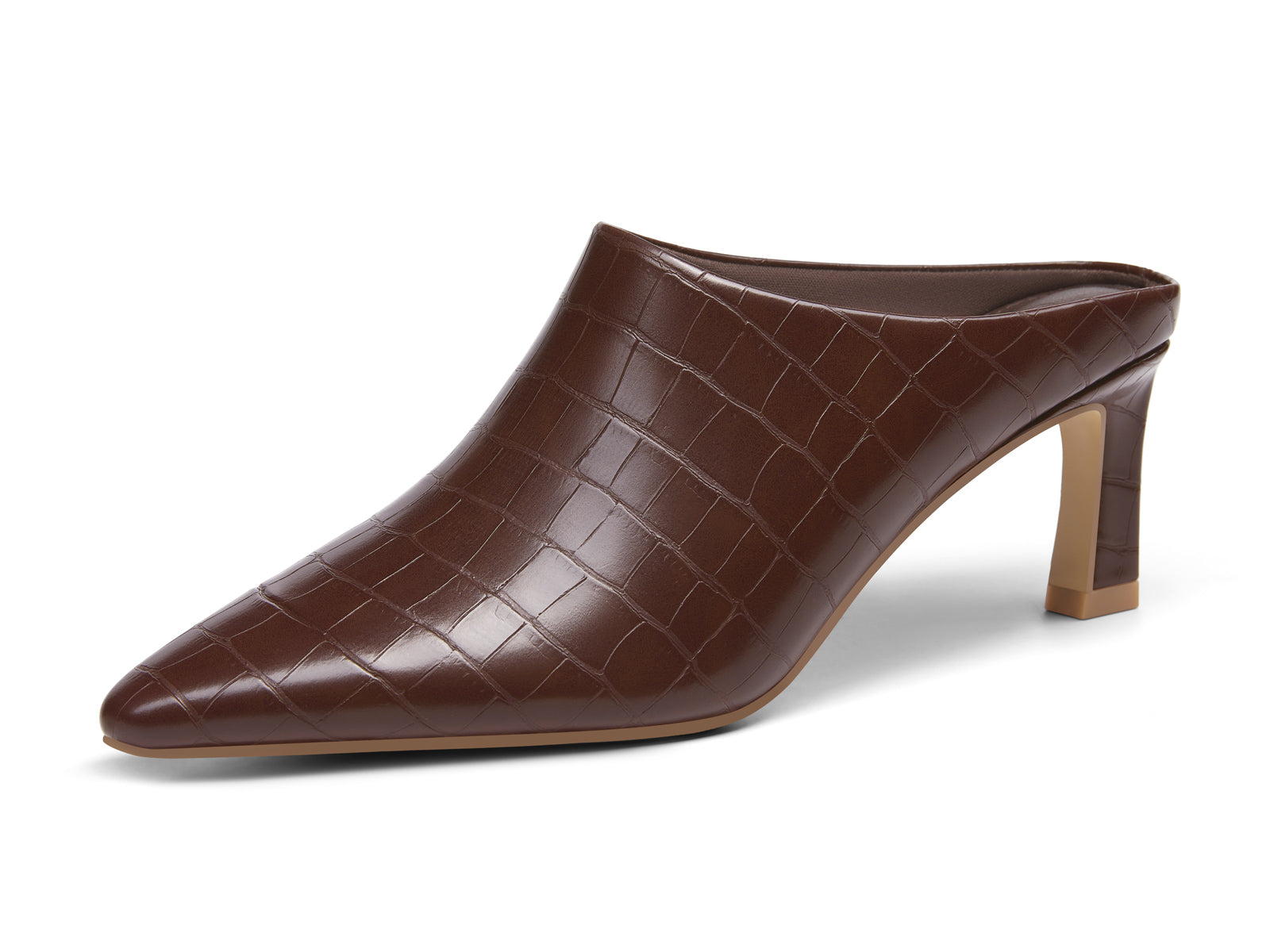 Coutgo Womens Red Brown Kitten Heels Mules