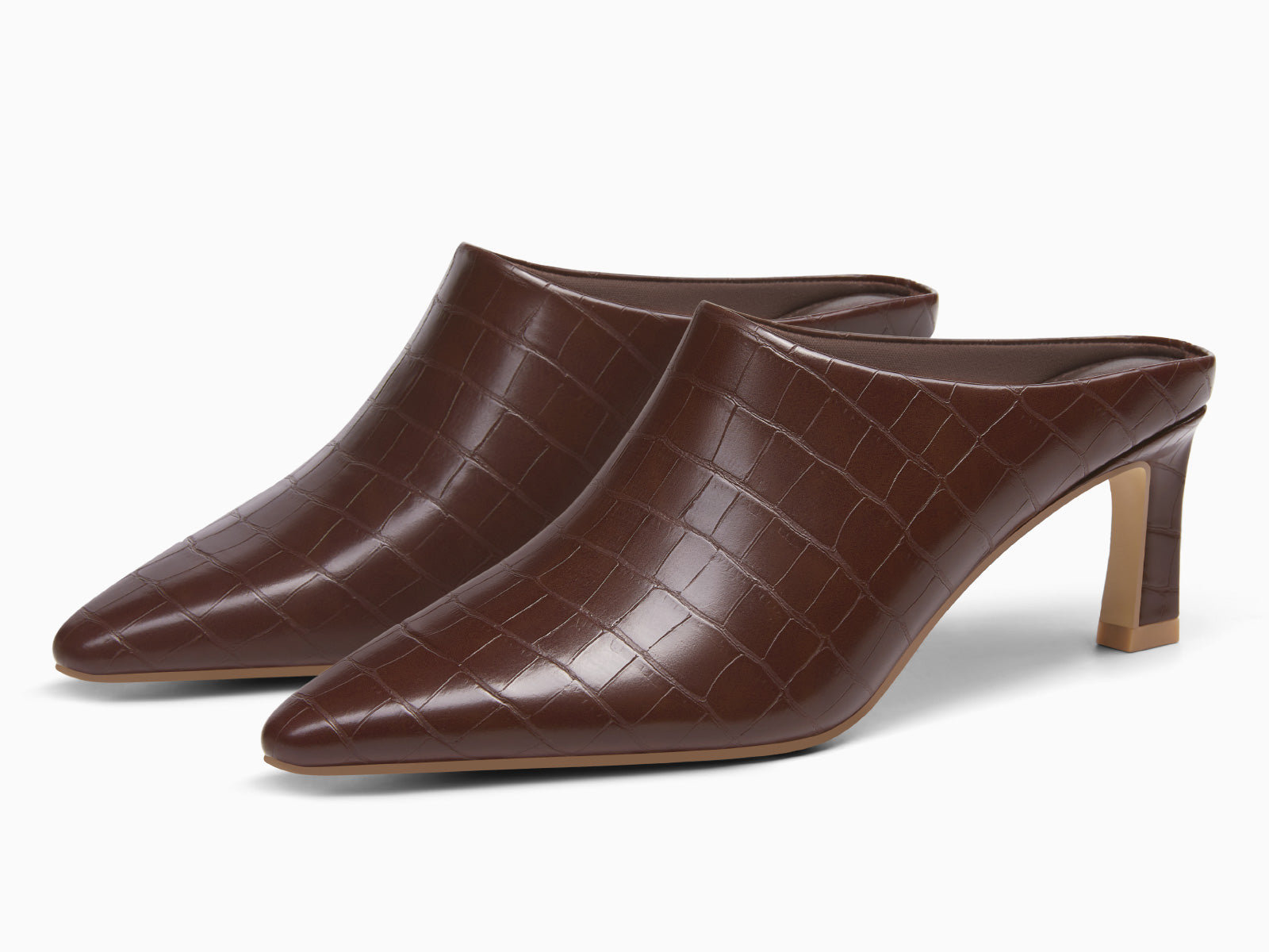 Coutgo Womens Red Brown Kitten Heels Mules