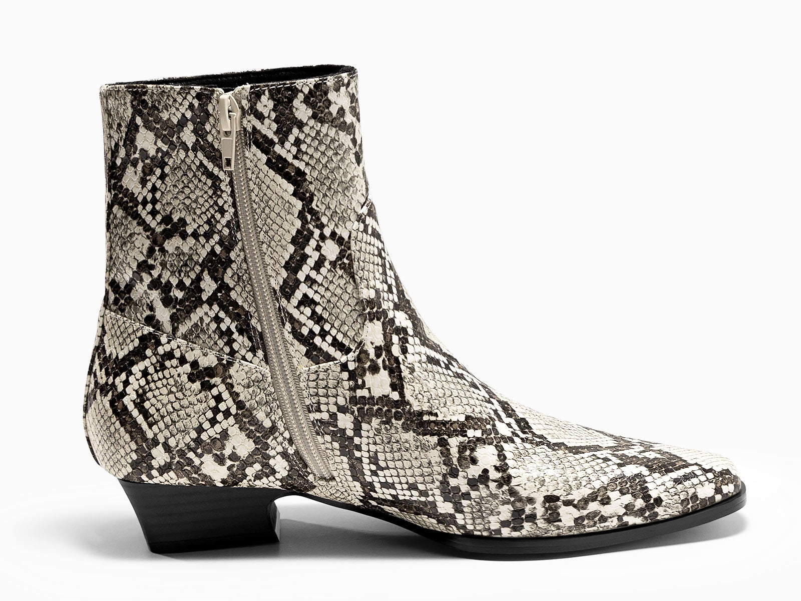 Coutgo Womens Snake Print Low Heel Ankle Boots