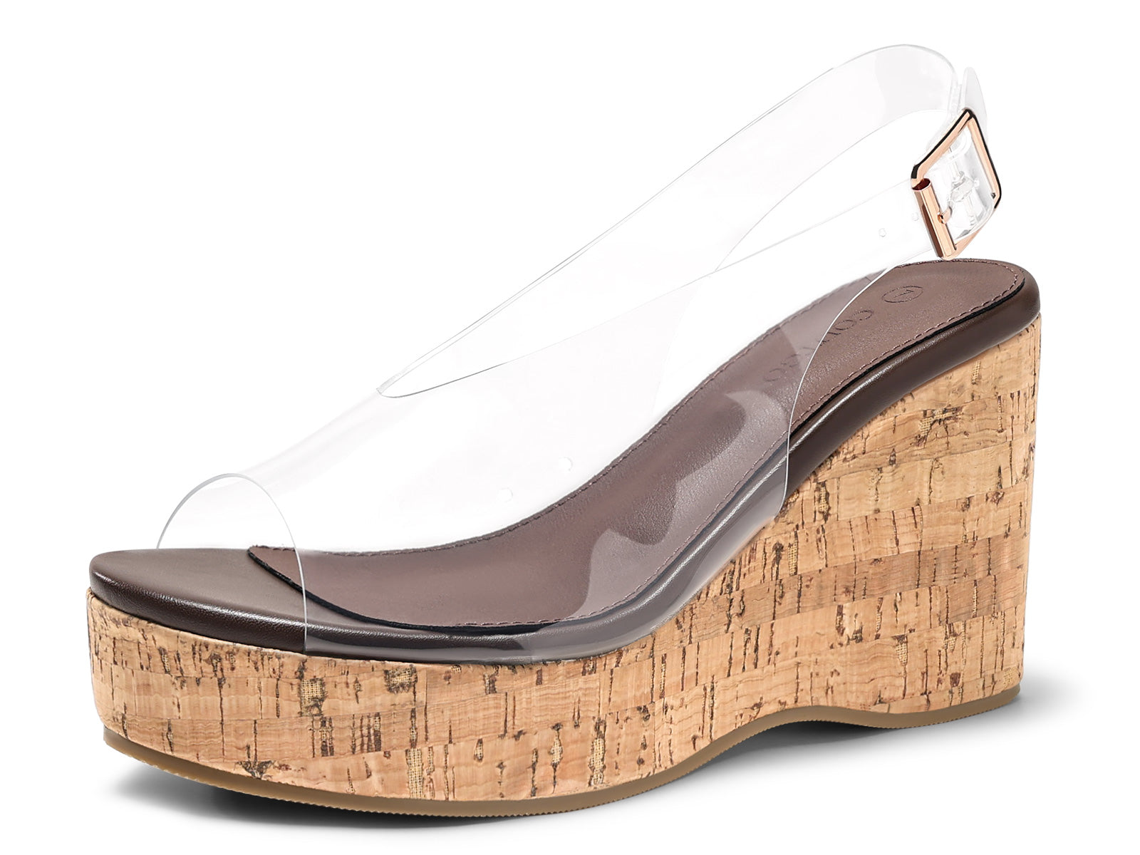 Coutgo Womens Clear Platform Wedge Sandals