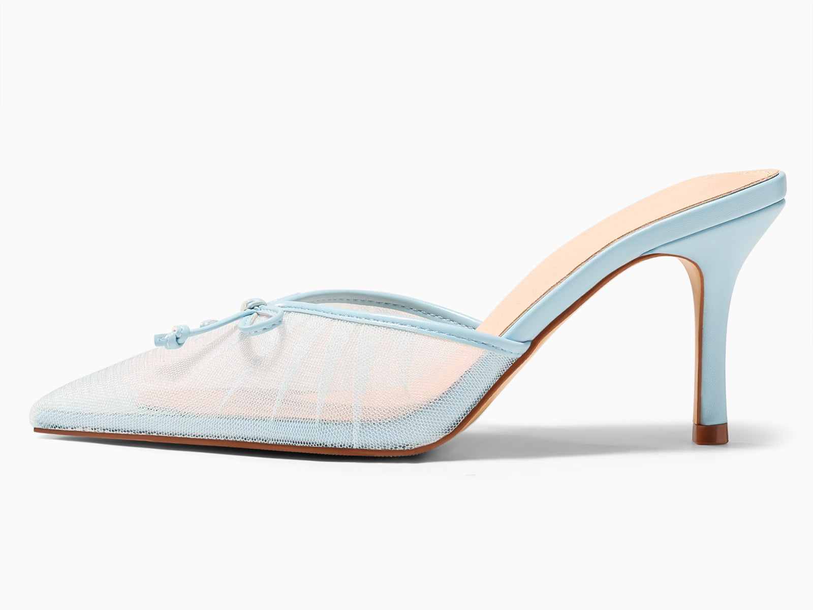 Coutgo Womens Mesh Sky Blue High Heels Pumps