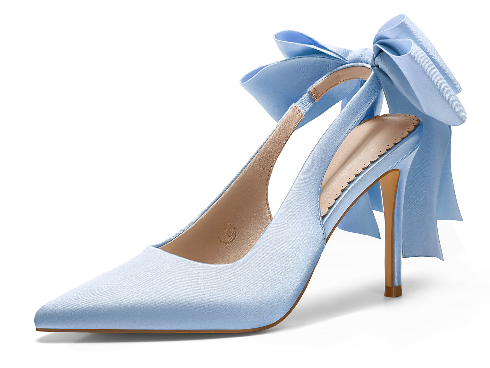 Coutgo Womens Blue High Heels with Bow