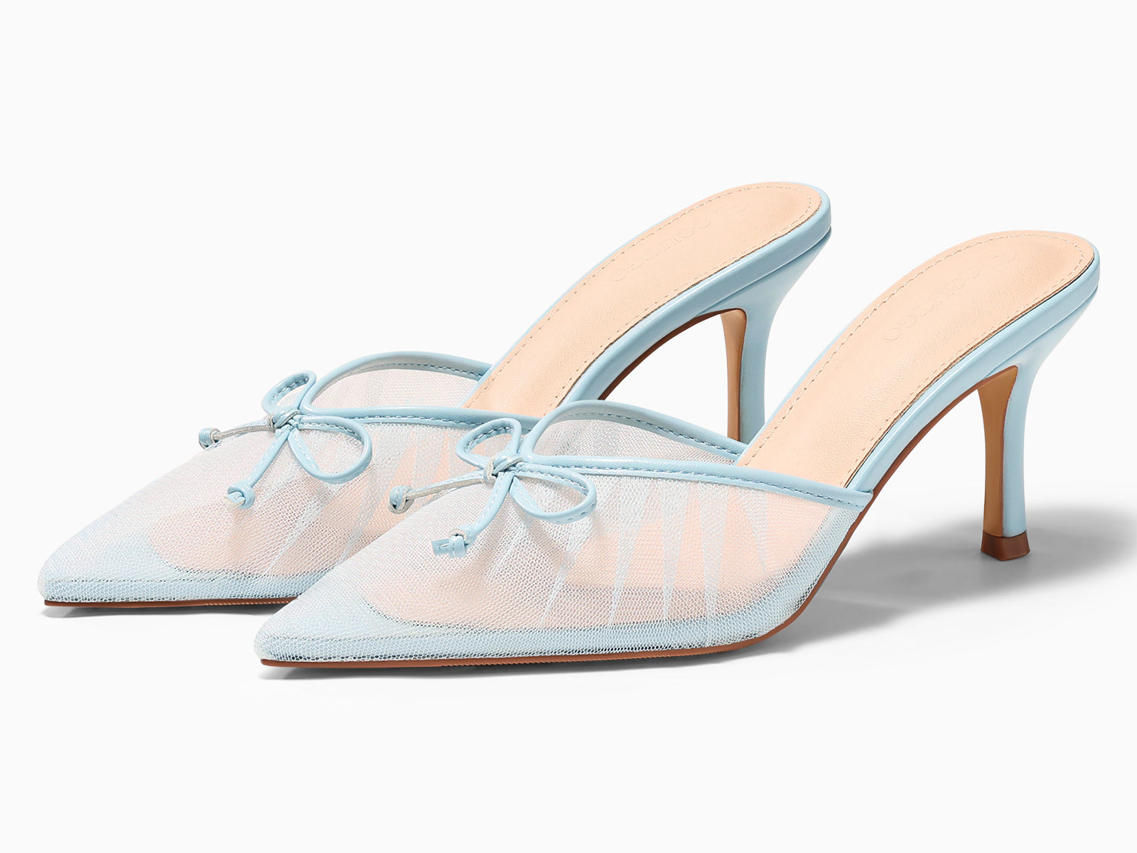 Coutgo Womens Mesh Sky Blue High Heels Pumps