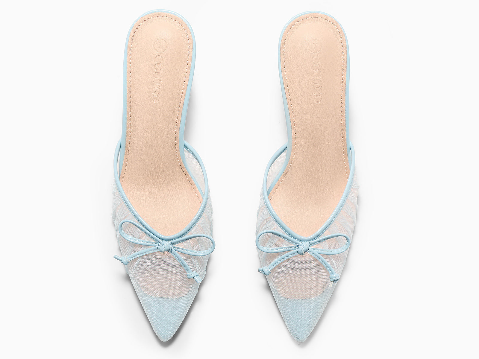 Coutgo Womens Mesh Sky Blue High Heels Pumps