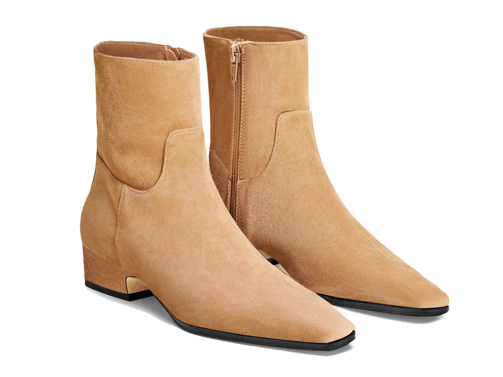 Coutgo Womens Camel Low Heel Ankle Boots