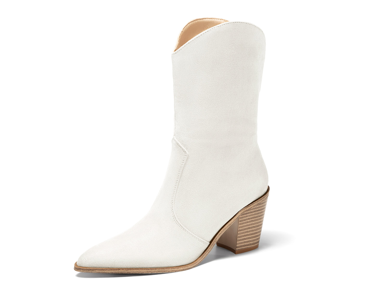 Coutgo Womens White Mid Calf Boots