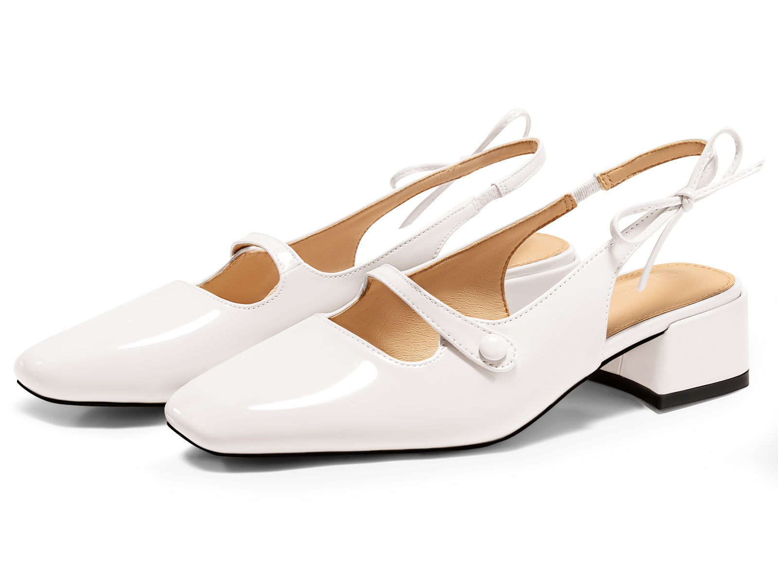 Coutgo Womens White Mary Jane Shoes