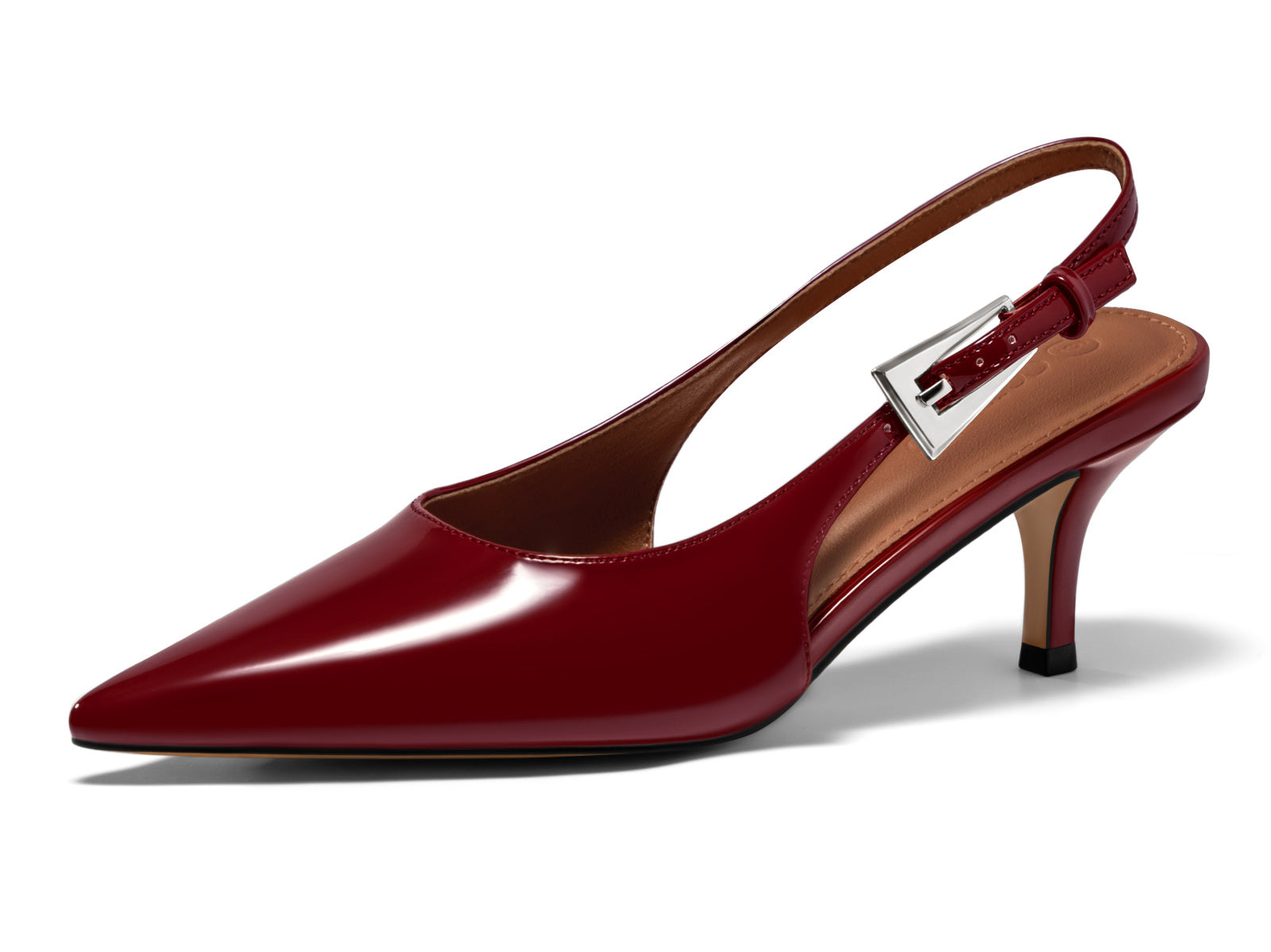 Coutgo Womens Wine Red Slingback Kitten Heels