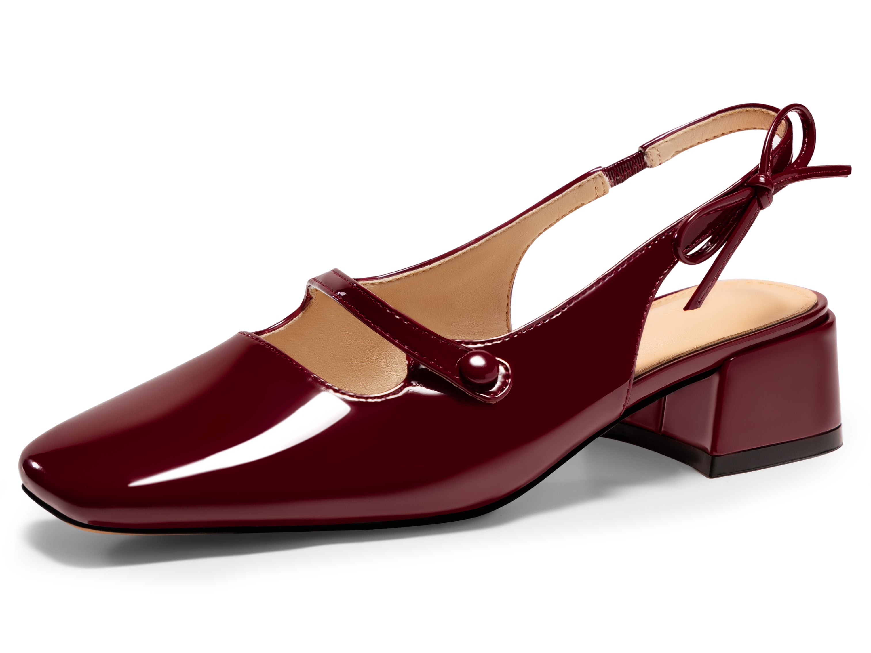 Coutgo Womens Wine Red Mary Jane Shoes