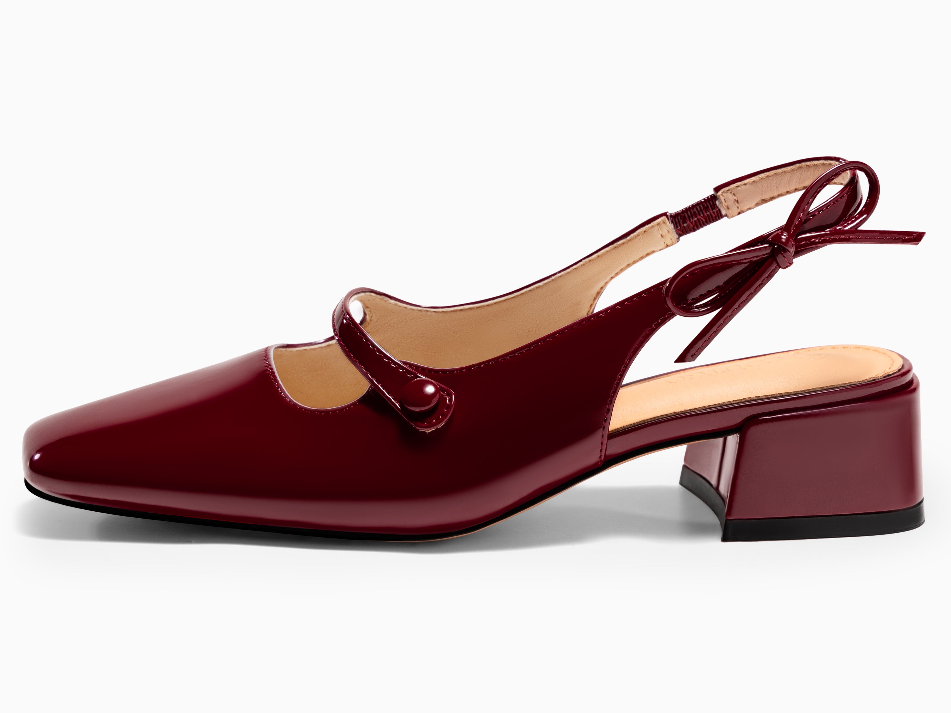 Coutgo Womens Wine Red Mary Jane Shoes