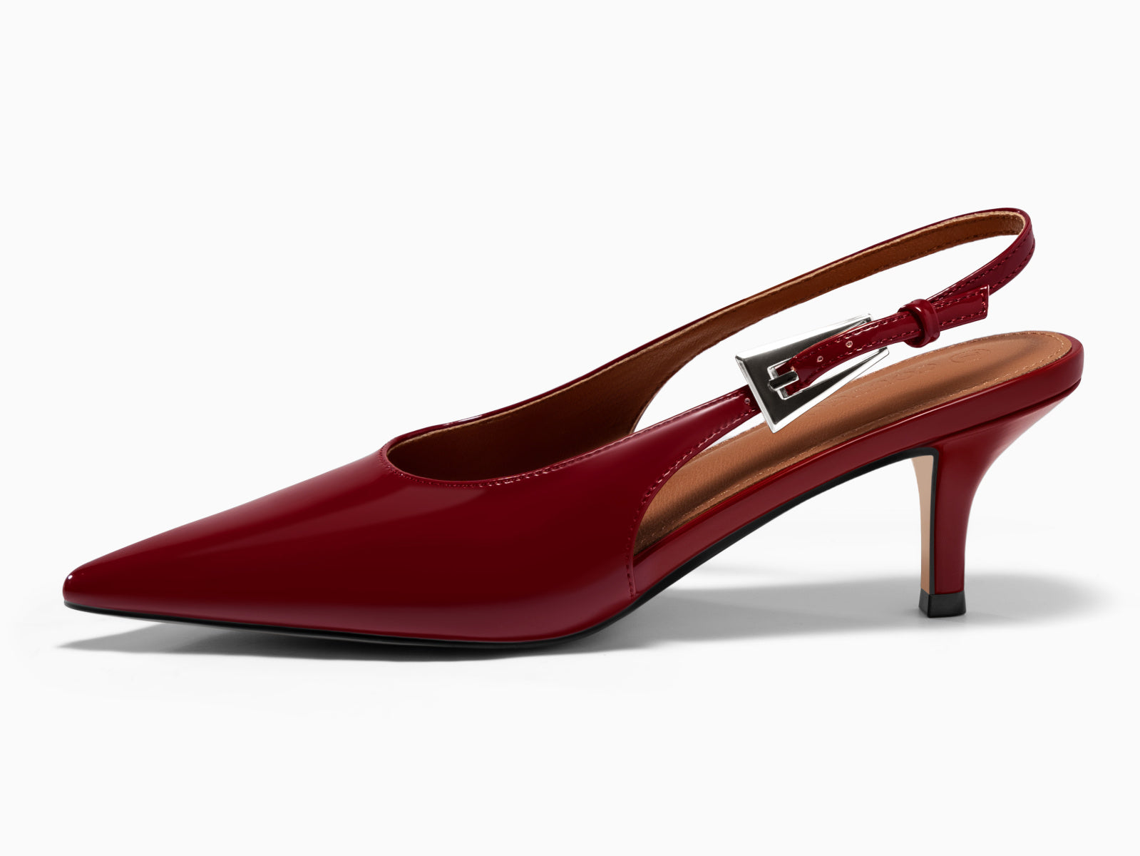 Coutgo Womens Wine Red Slingback Kitten Heels