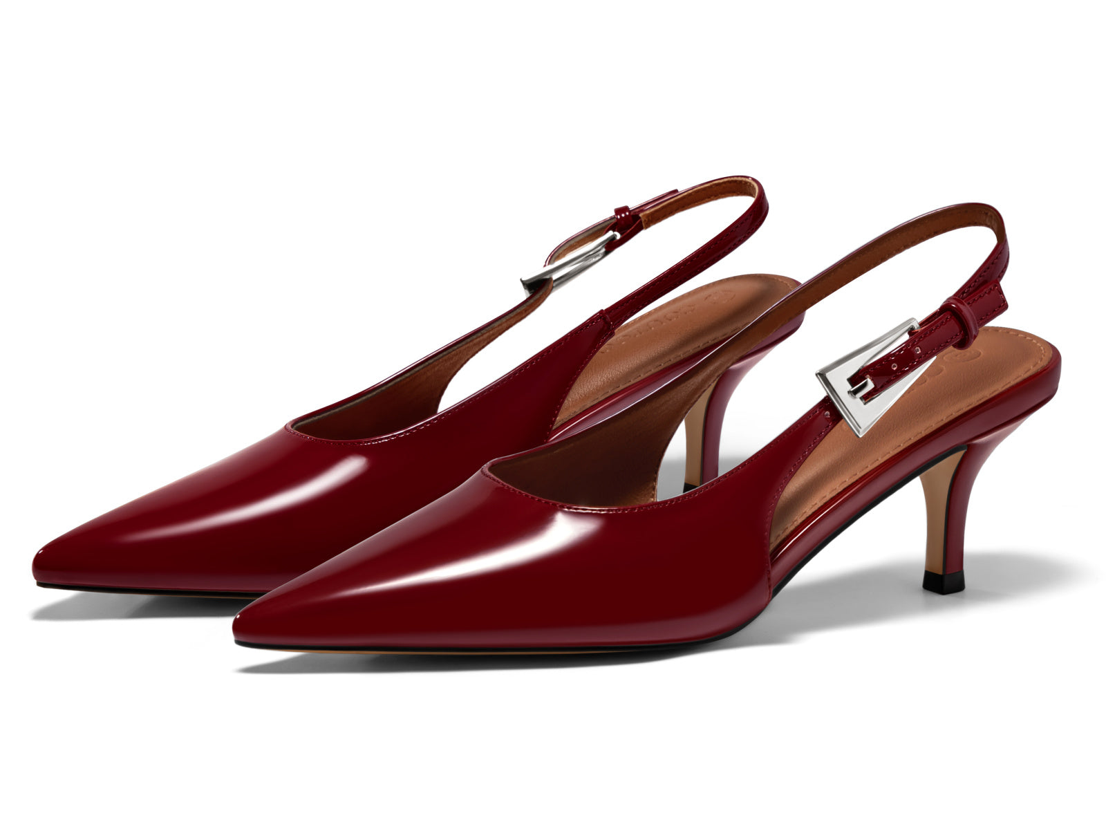 Coutgo Womens Wine Red Slingback Kitten Heels
