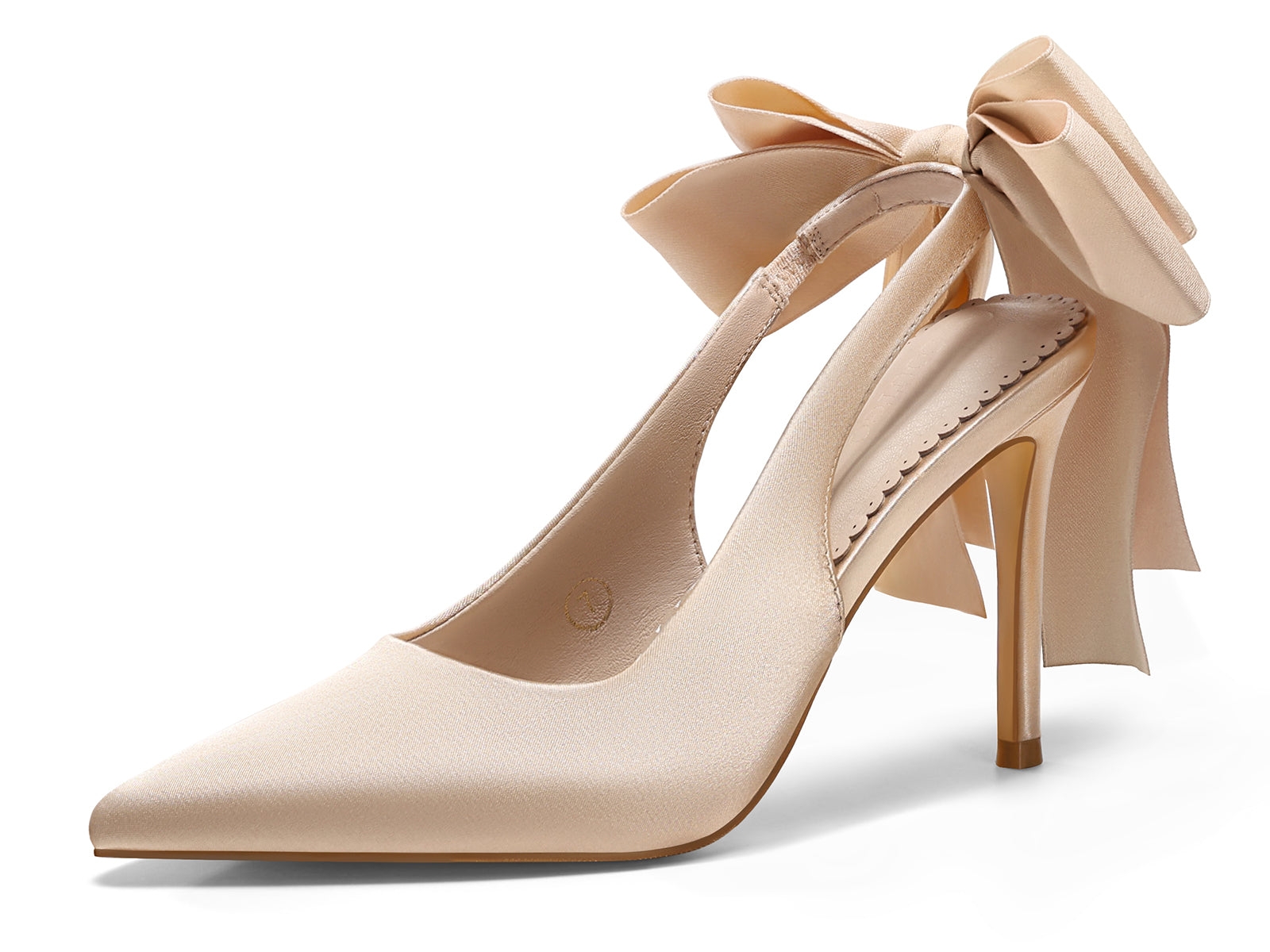 Coutgo Womens Champagne Gold High Heels with Bow