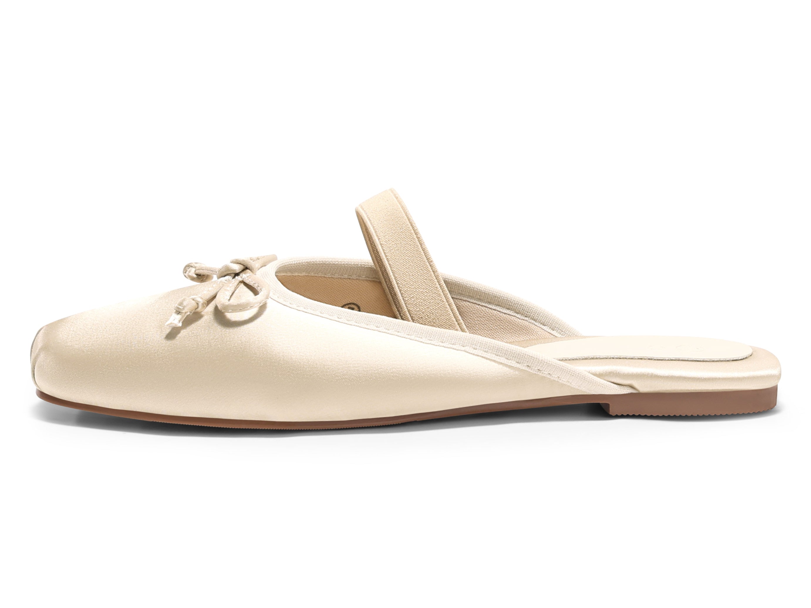 Coutgo Womens Champagne Gold Ballet Flats Mules