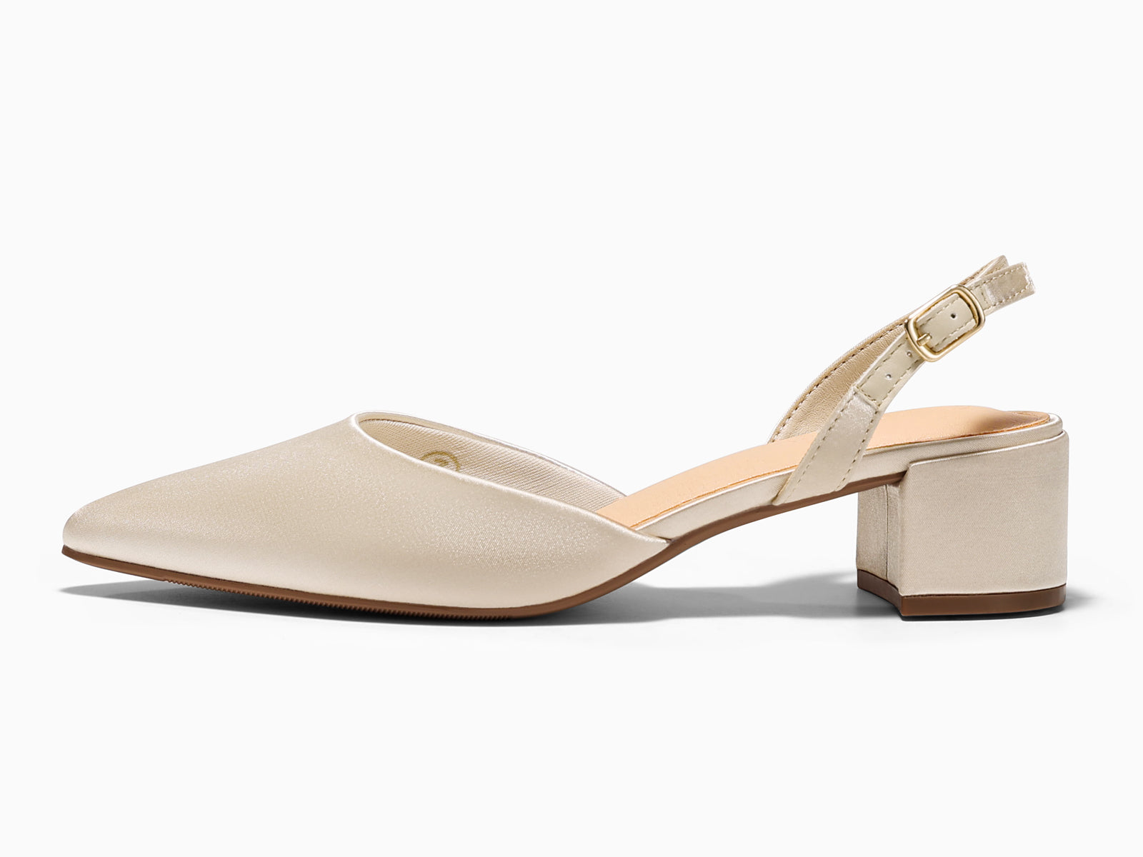 Coutgo Womens Champagne Gold Low Chunky Heels