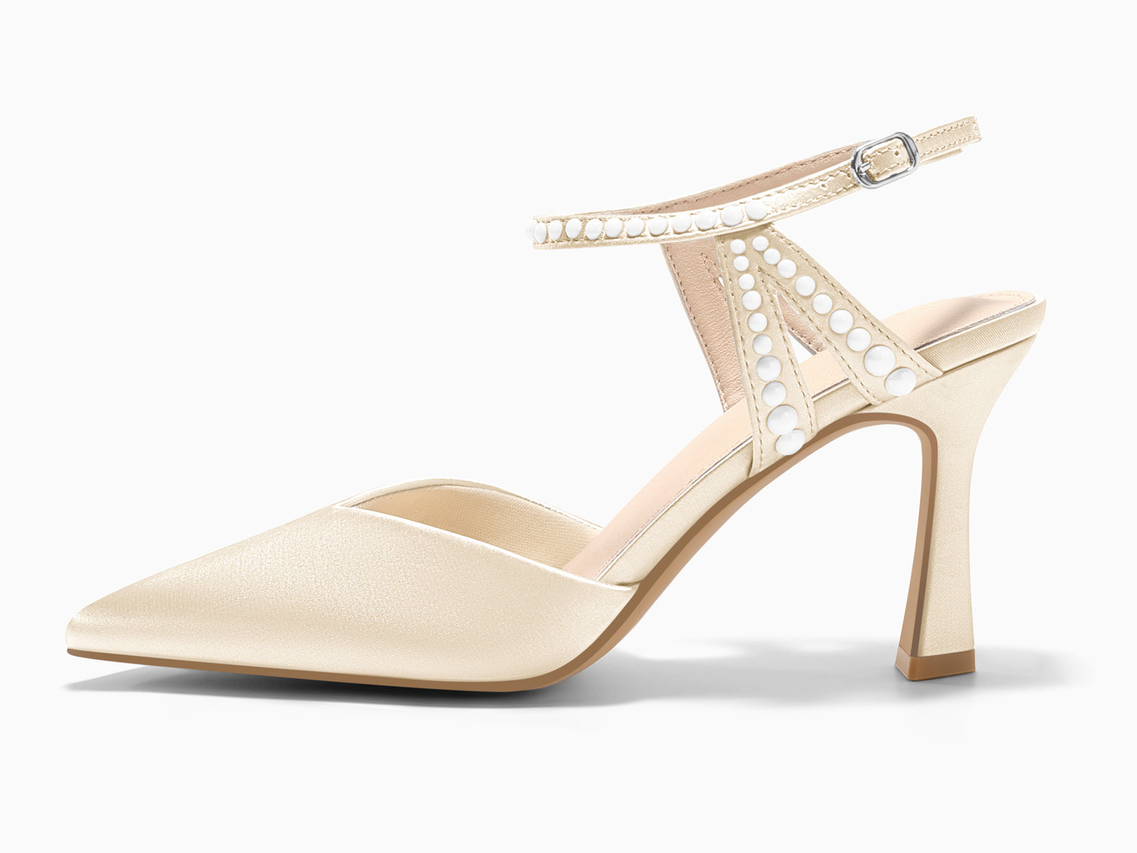 Coutgo Womens Champagne Gold Kitten High Heels