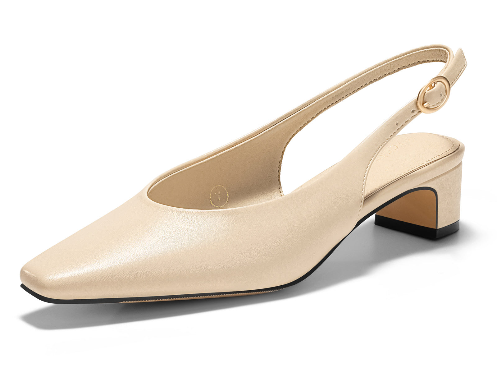 Coutgo Womens Apricot Chunky Low Heels