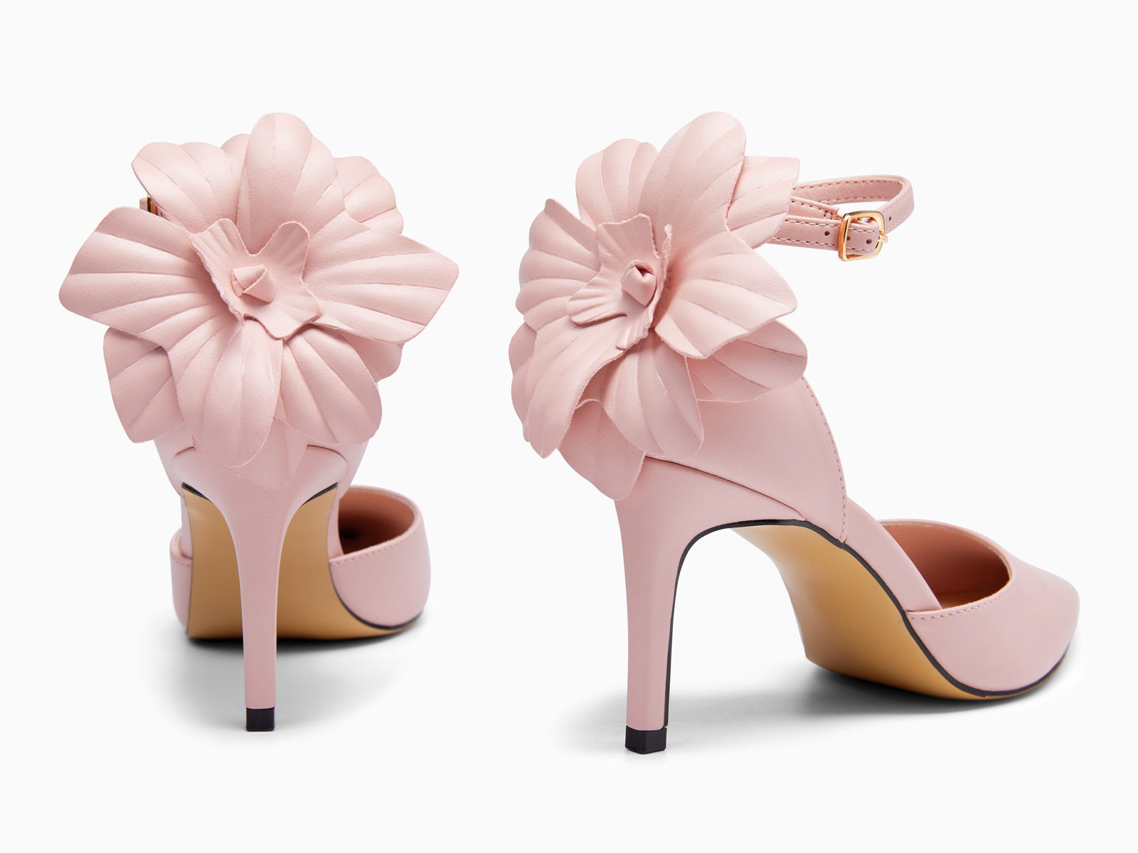 Coutgo Women's Pink Closed Pointed Toe Heels