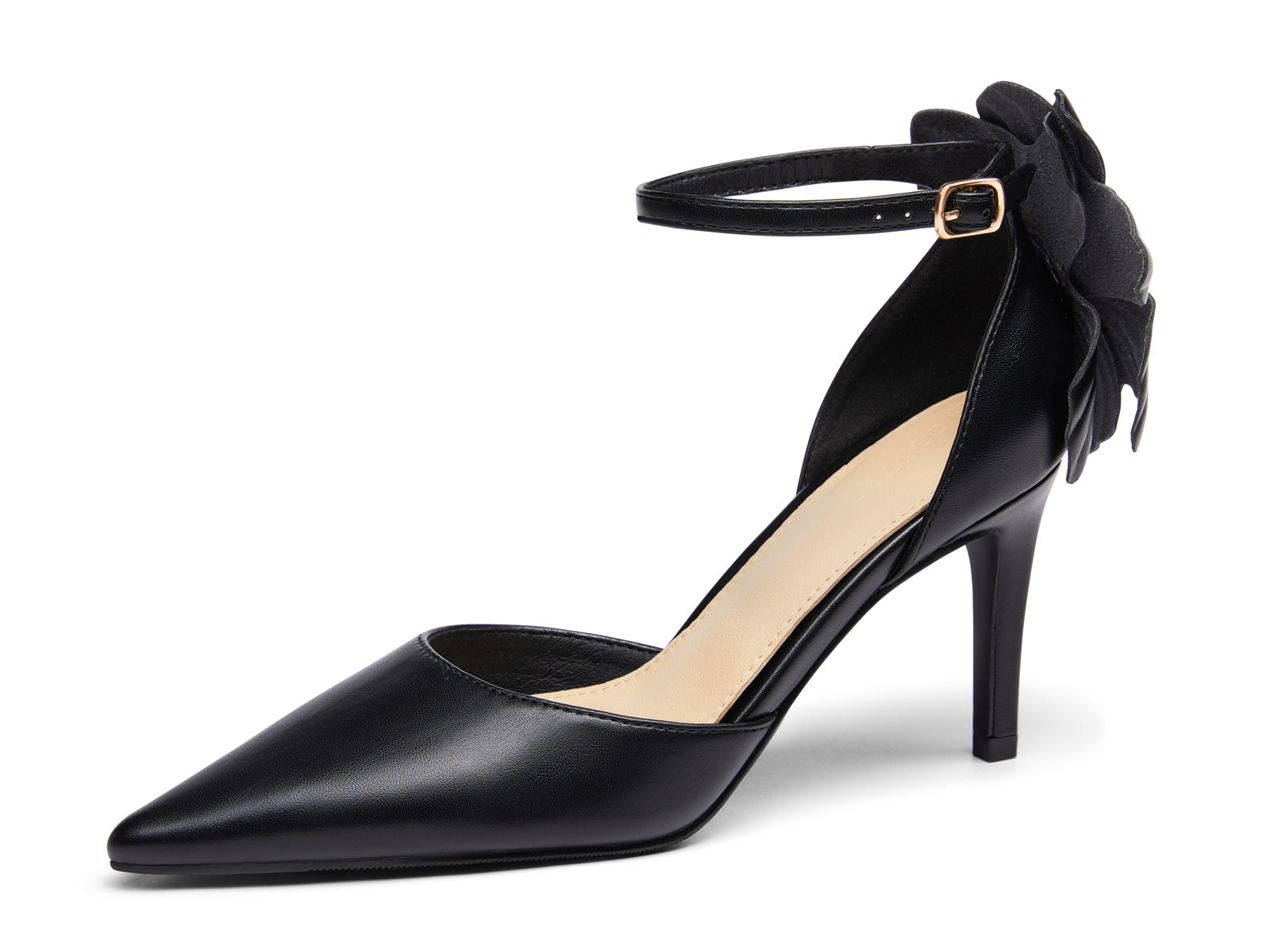 Coutgo Women's Black Closed Pointed Toe Heels