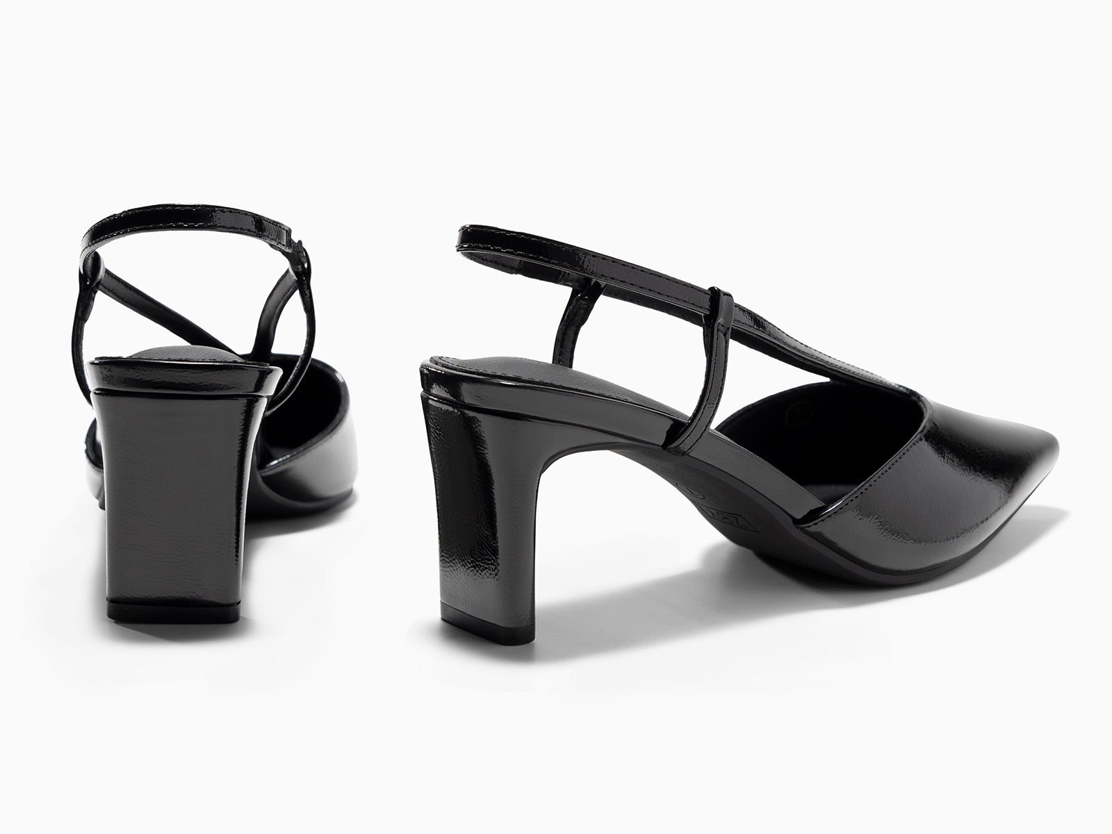 Coutgo Womens Black Low Chunky Heels