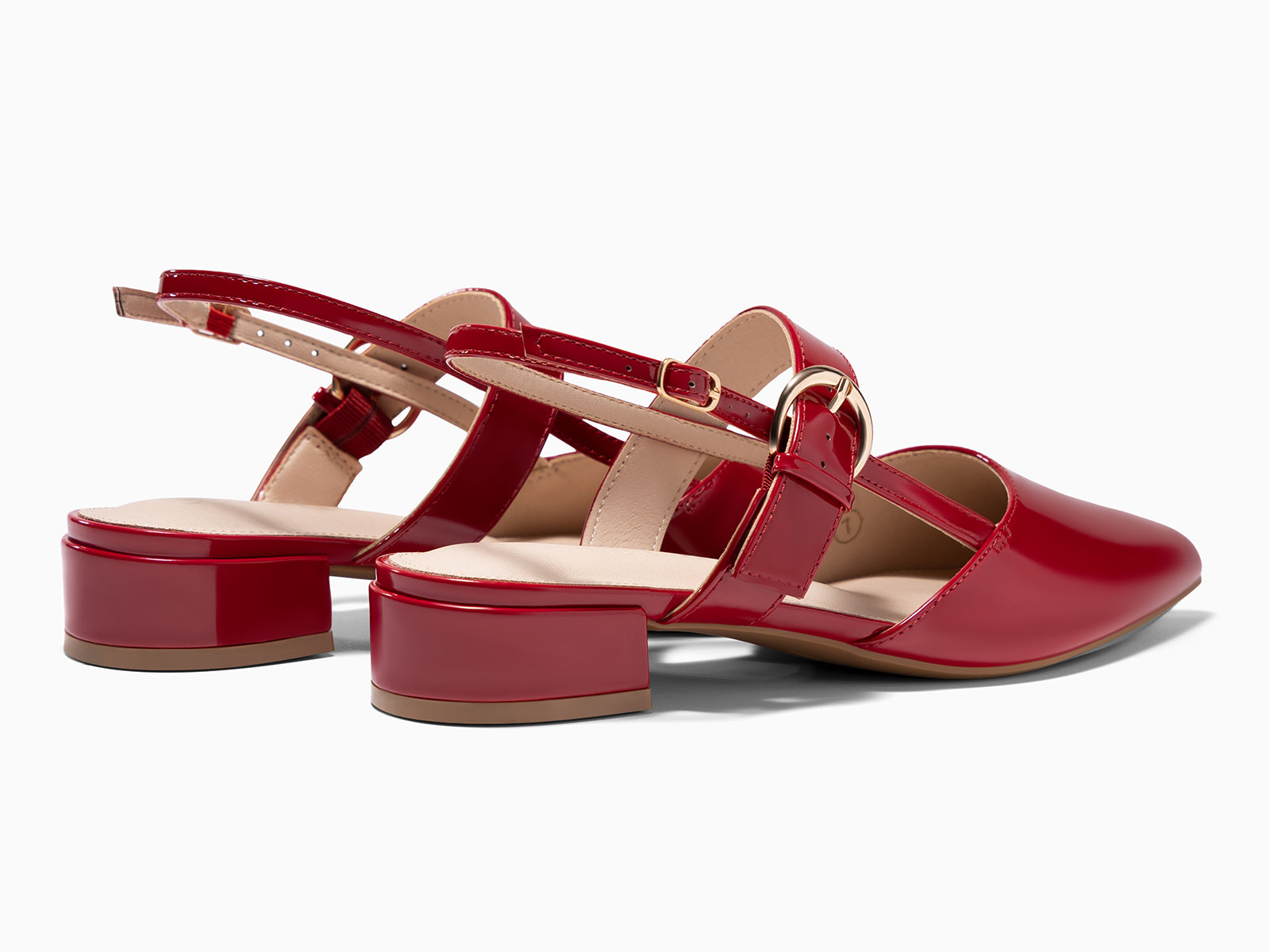 Coutgo Womens Red Mary Jane Low Heels