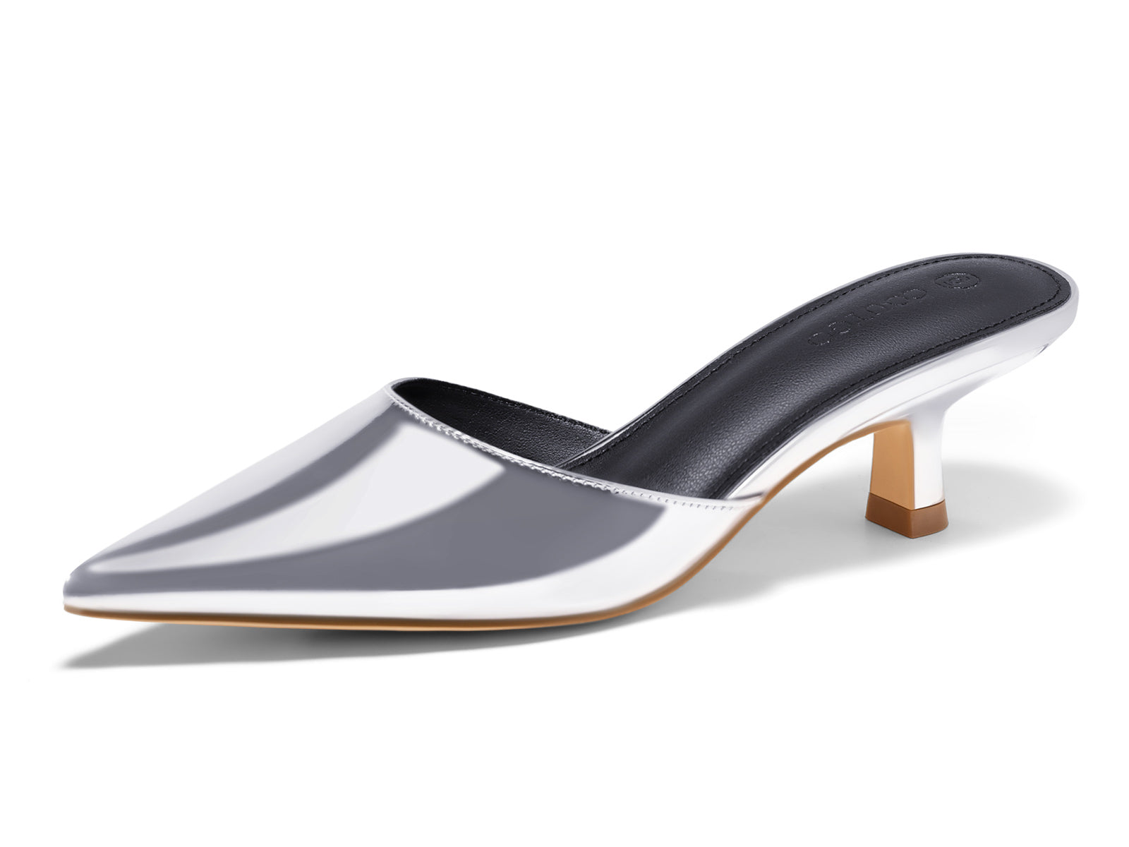 Coutgo Womens Silver Kitten Heels