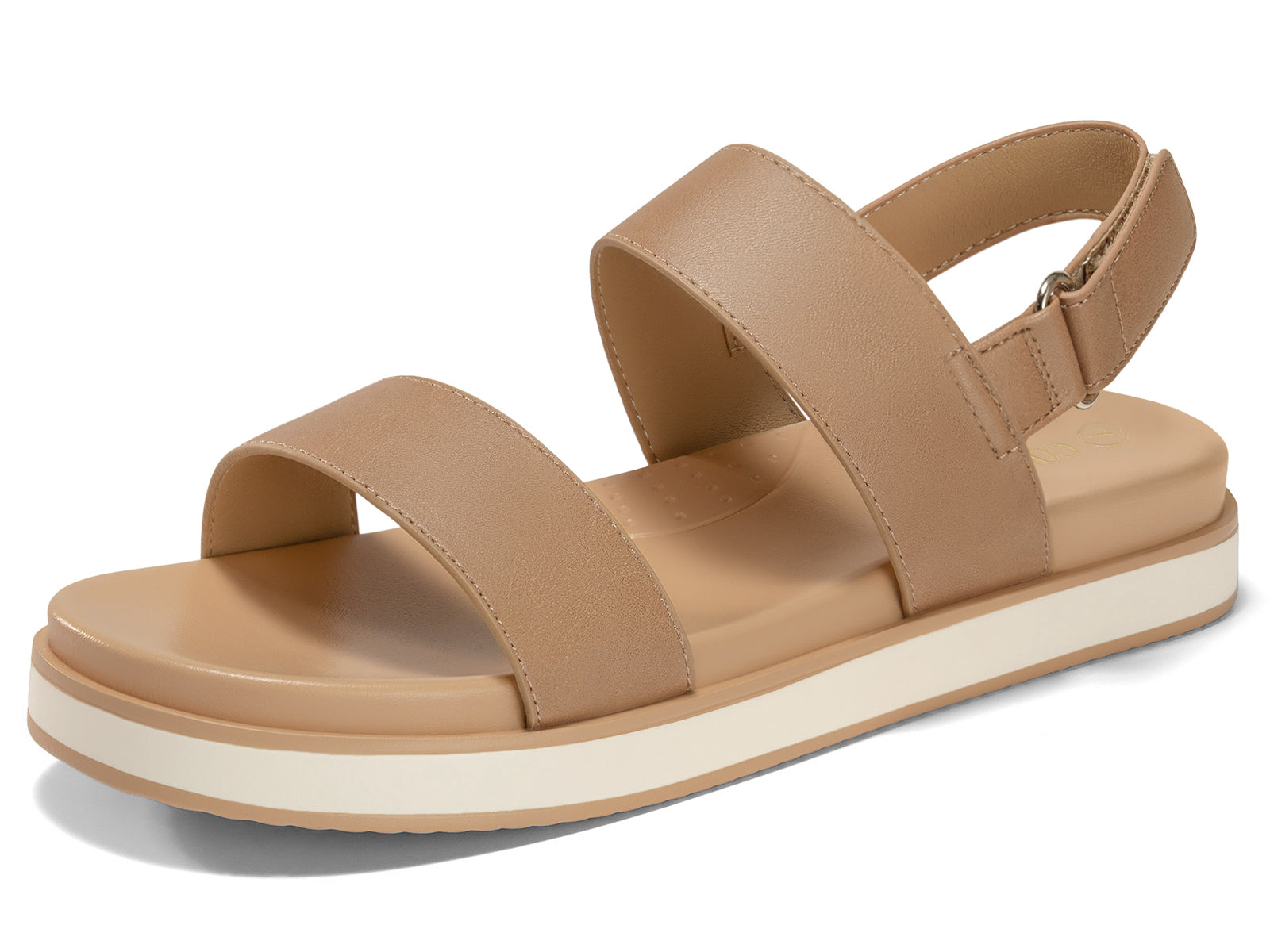Coutgo Womens Almond Double Strap Flat Sandals